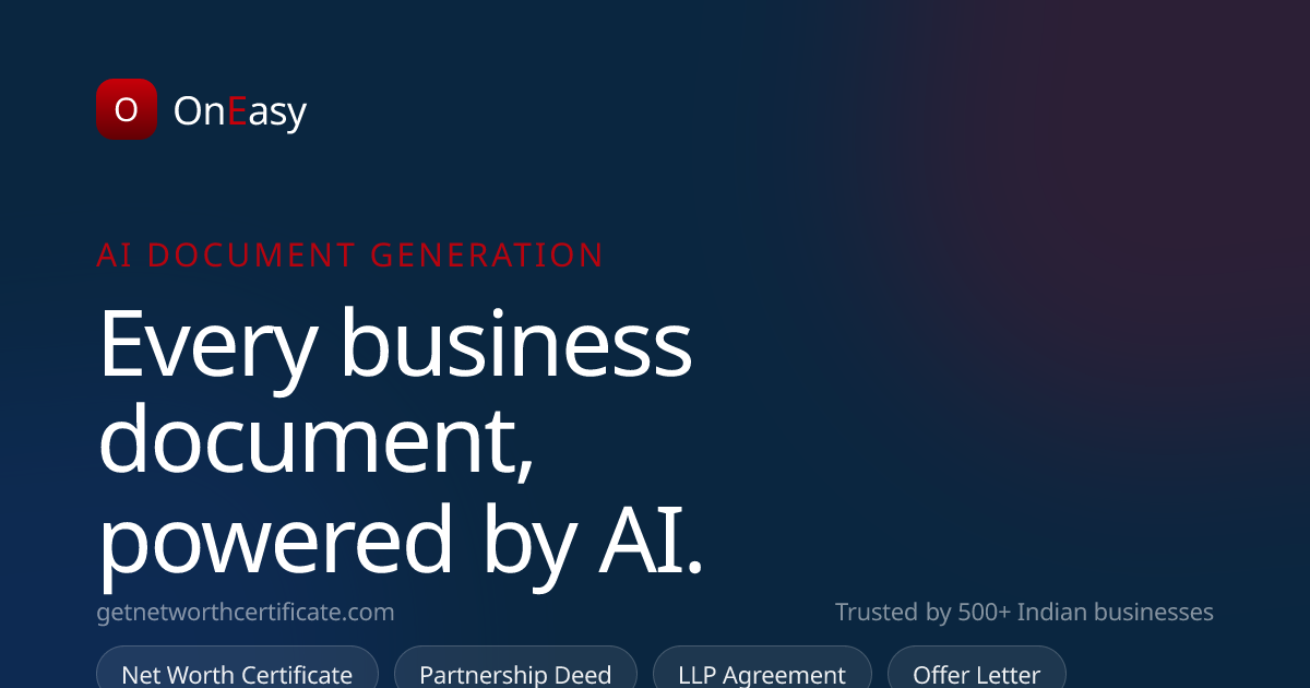 OnEasy — AI Document Generation for Indian Businesses